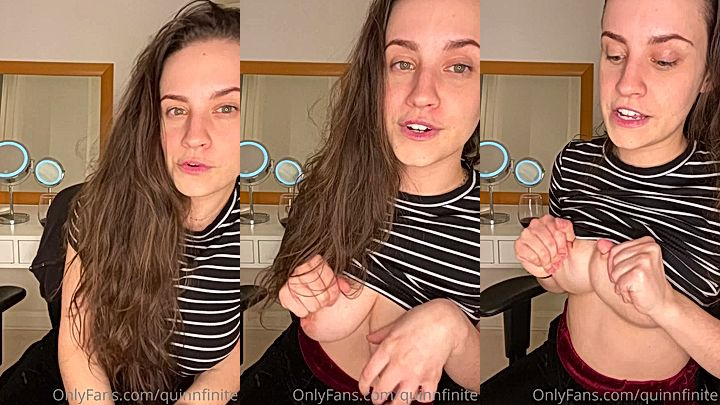leaked video of nasty onlyfans model QuinnFinite grabs her big boobs