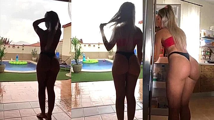 big ass onlyfans model Paola skye  shakes her big ass in the kitchen