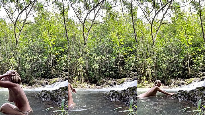 leaked video of dirty american slut Lily Ivy show off her bare tits as she swims