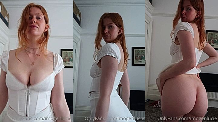 naughty sexy babe Imogen Lucie fondles her huge tits