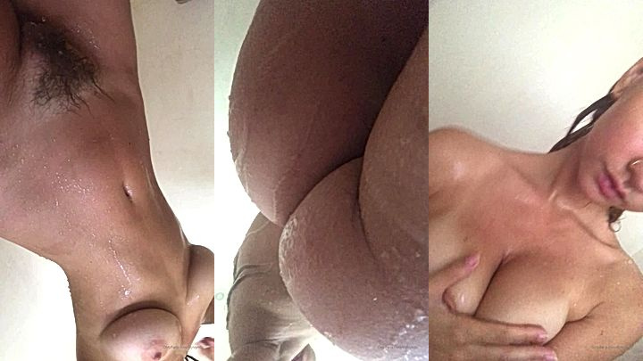horny beauty Lily Ivy slowly grabs her tits and rubs her coochie immediatel after shower