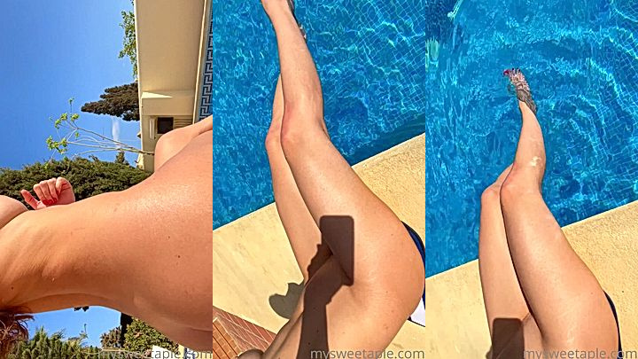 nausty model MySweetApple shows her naked body by the pool