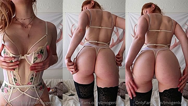 british model Imogen Lucie sexy solo tease in lace lingerie