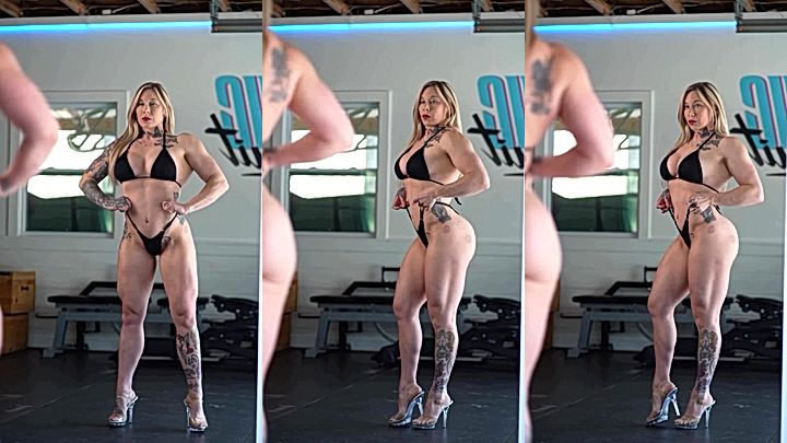 onlyfans model  Kristin Pope looks  her sexy body in the mirror