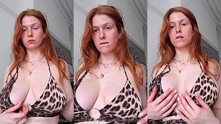horny gingered girl bouncing her big boobs Imogen Lucie alone in the room onlyfans