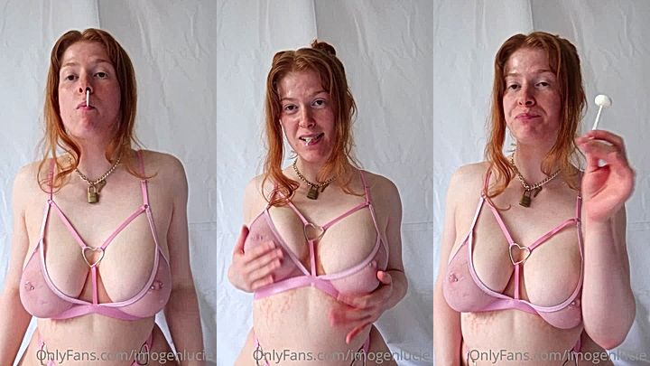 hot Imogen Lucie runs her hands slowly over her bare skin in seduction