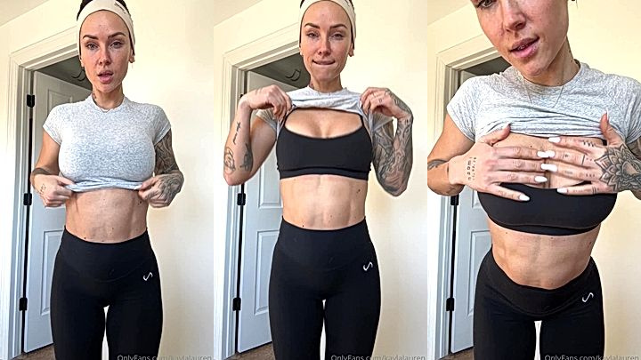 dirty slut Kayla Lauren shaking her boobs with her cloths on