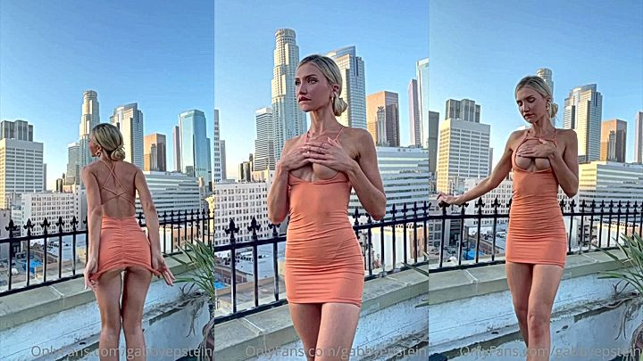 hot baddie Gabby Epstein rubs her big tits and ass from the exclusive suite balcony