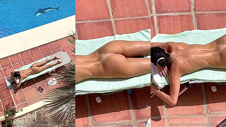 onlyfans leak video of MySweetApple laying down by the pool big ass