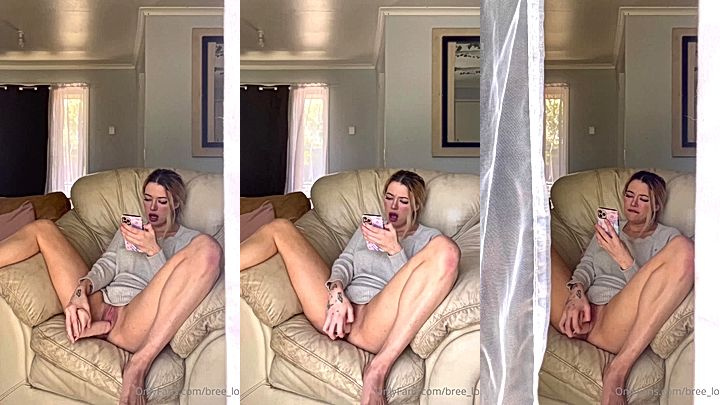 sexy whore finger her coochei as she watches porn on her phone, Bree Louise leaked video