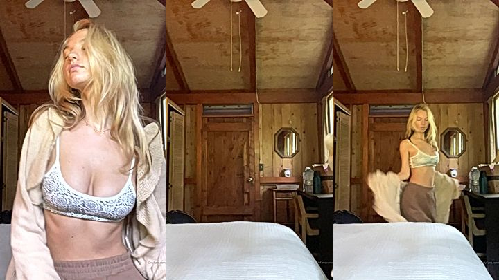 naughty freaky american diva Lily Ivy slowly strip and moan as she touch herself