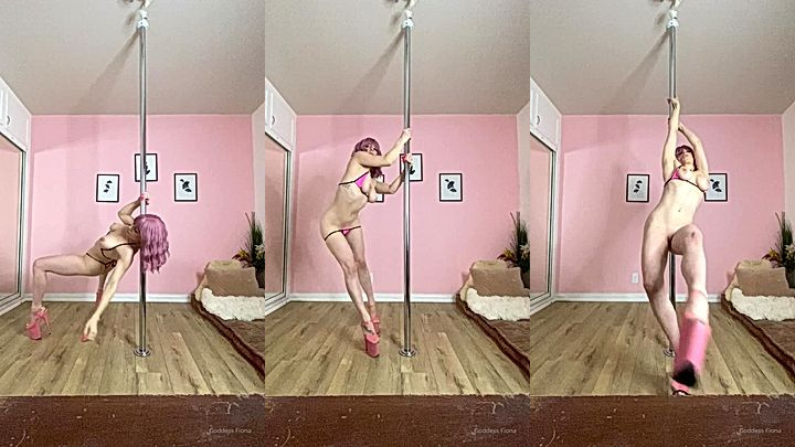 sexy model Mama Fionashows her stripper skills =, watch her shows her sexy curves around teh stripping pole