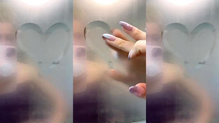horny busty model Anne Wünsche teasing slowly and caressing her huge massive tits