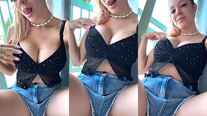 hot freaky slut Anne Wünsche grabs and fondle her big tits alone