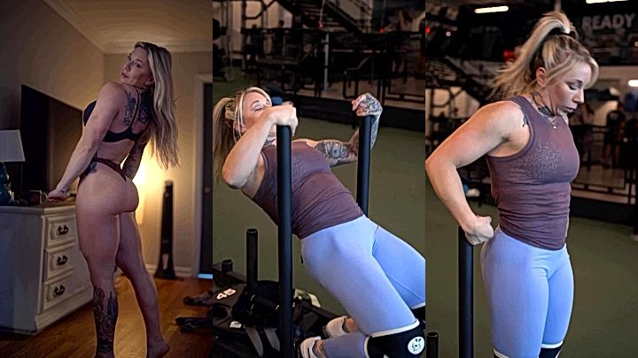 onlyfans sexy model Kristin Pope streching in the gym big ass