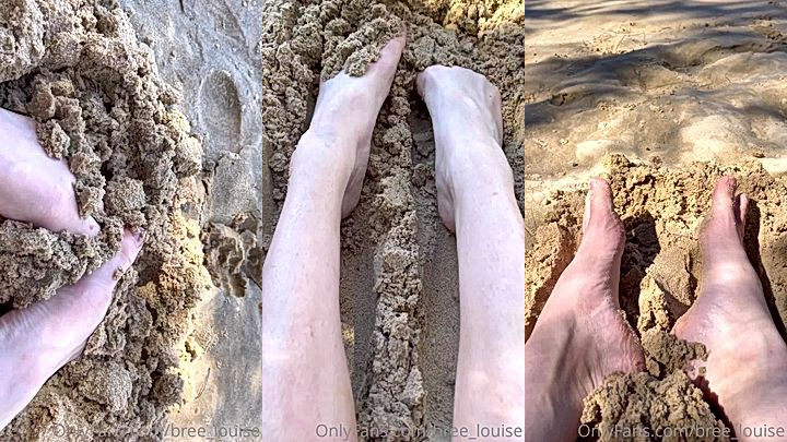 model Bree Louise shows her sexy feet on the beach