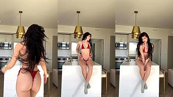 leaked video of hot model Queenpussyboss  body rub video in  red lingerie