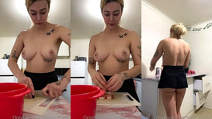 nasty hoe Bree Louise makes meal for her man