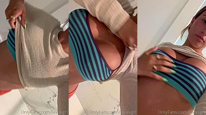 freaky naughty damsel Lavaxgrlslowly undresses and rubs her big boobs in your face