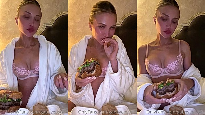 hot slut Gabby Epstein rest her huge massive titties on her palm