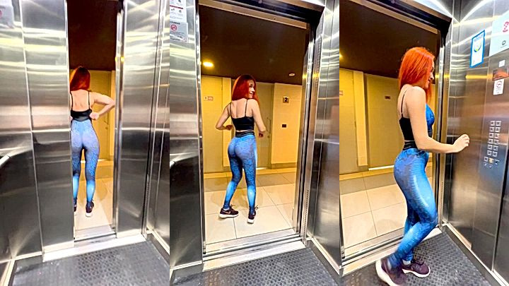 sexy onlyfans model Nicole Block shakes big ass in the elevator
