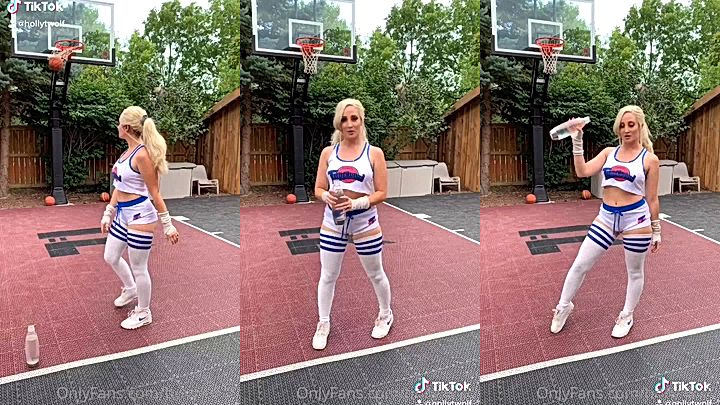 beautiful stepsis Holly Wolf shooting hoops onlyfans