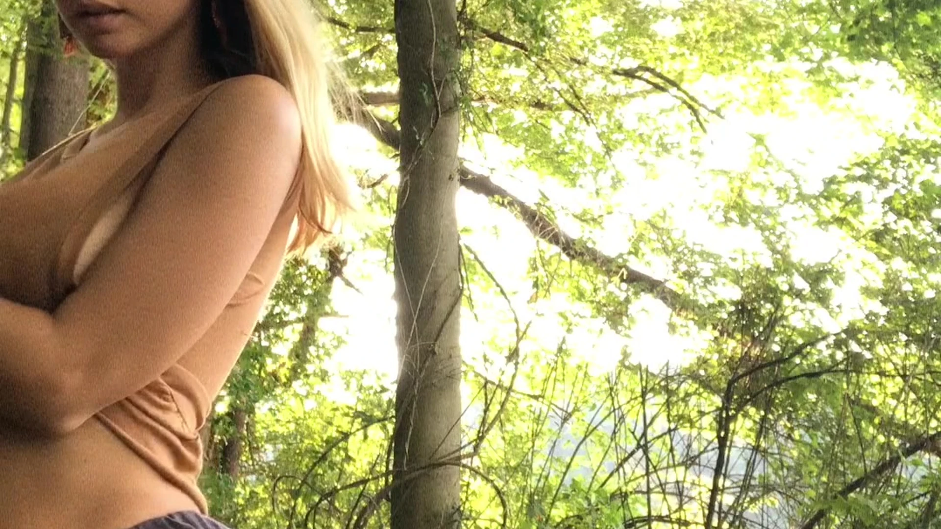 sexy girl Lily Ivy squeeze her big tits in the woods onlyfans leak
