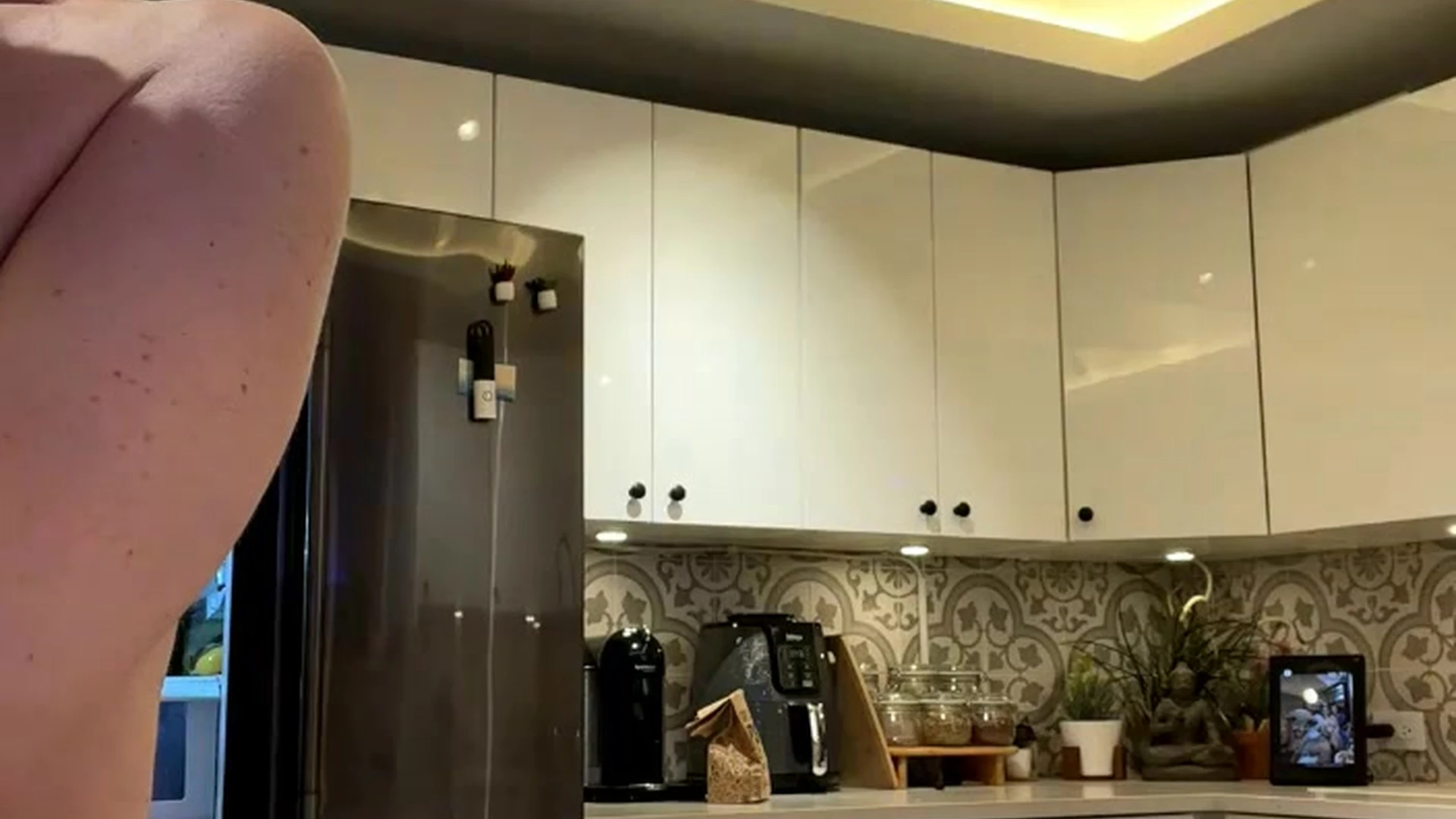 hot model Mama Fiona shakes her ass and titties in the kitchen