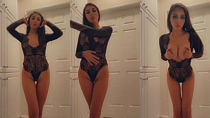 bad bitch Gianna Dior undres her black drees and tease her big boobs while rubbing her ass