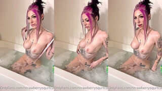 sexy onlyfans model Strawberrysquirtcake rubs her big boobs hard