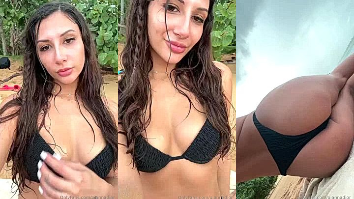 sexy big ass model Gianna Dior shows her big tits in bikini at the beach