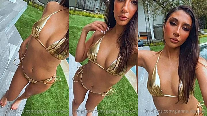 sexy busty slut Gianna Dior wear a bikini by the pool onlyfans’