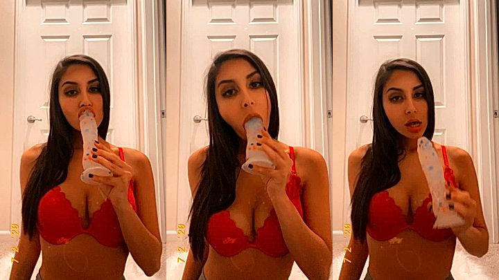 naughty american model Gianna Dior sucks big dildo like a slut