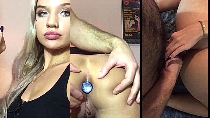 big busty model Sweet Aliceee gags on huge massive cock and rubs her big tits hard
