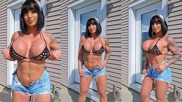 nasty filthy bitch Cherry Devivre big boobs is too big for her lingerie