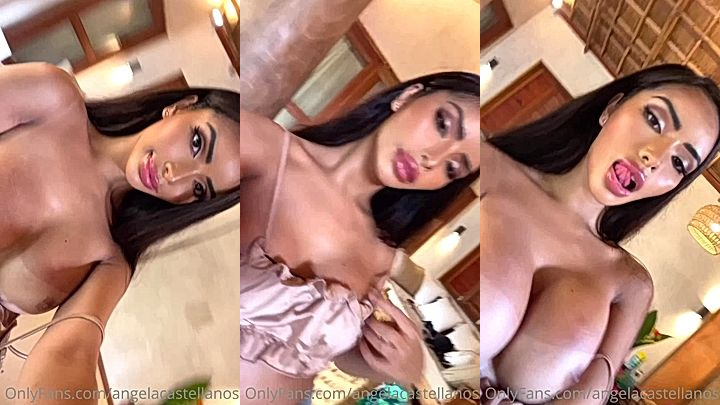 naughty sexy bad bitch Angela Castellanos flaunt her sexy big boobs on tape, teasing eaked video