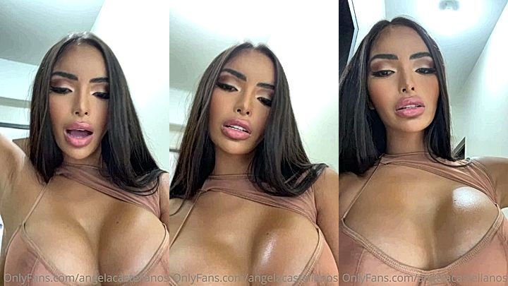 college babe Angela Castellanos make that sexy big boobs jiggle slowly