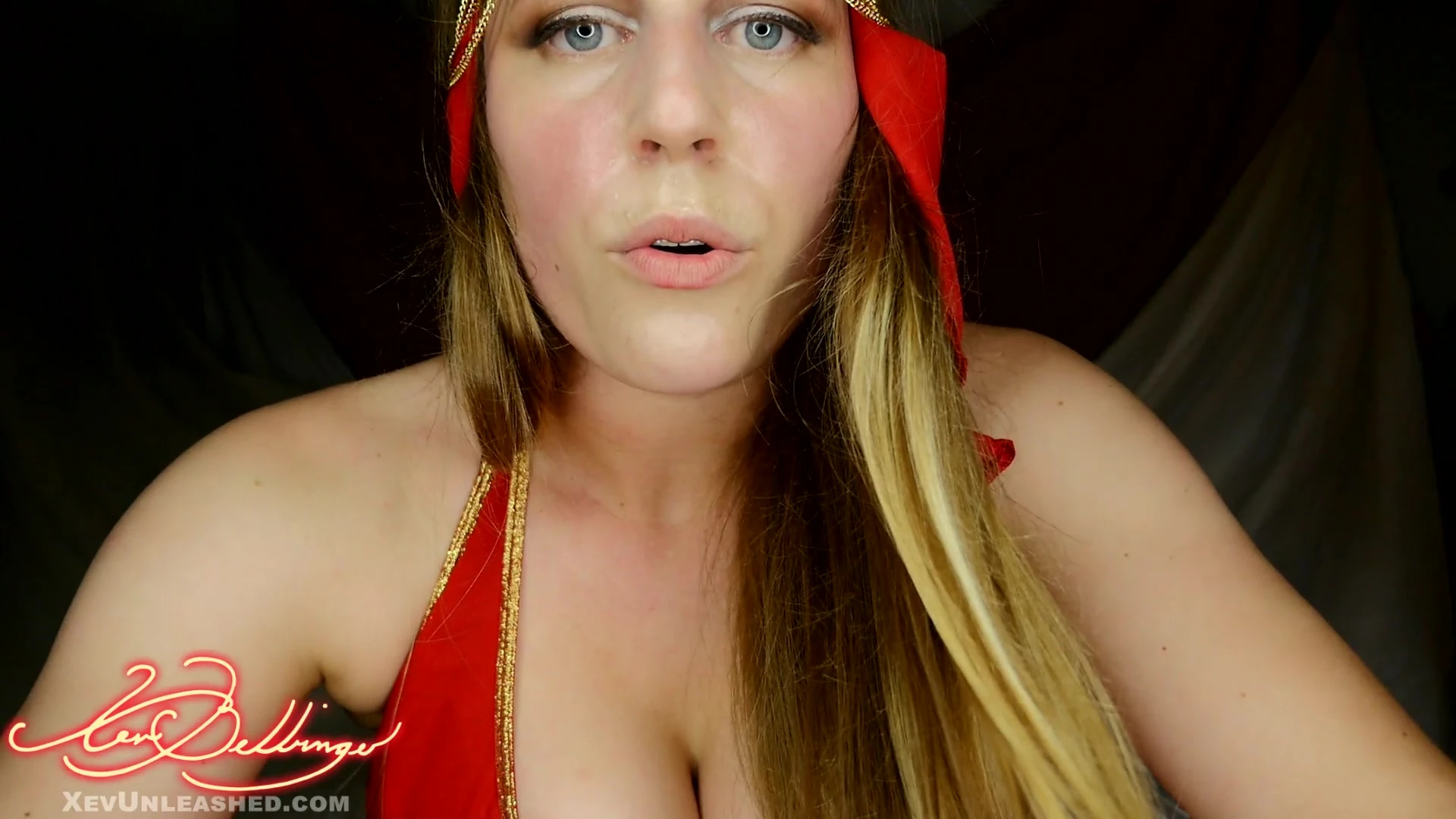 hot american milf Xev Bellringer in her red bikini teases with her sexy body