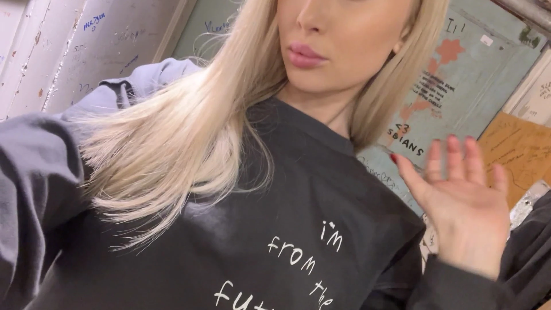naughty onlyfans model Frances Bentley lift up her sweater and shows her huge tits