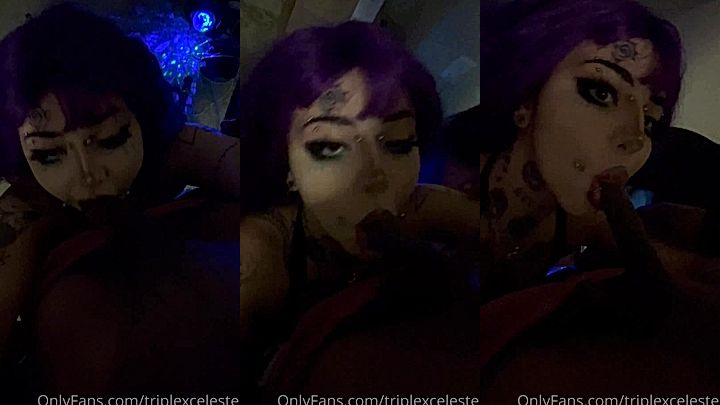 sexy bitch Triplexceleste gag on cock till shes covered in cum leaked onlyfans video