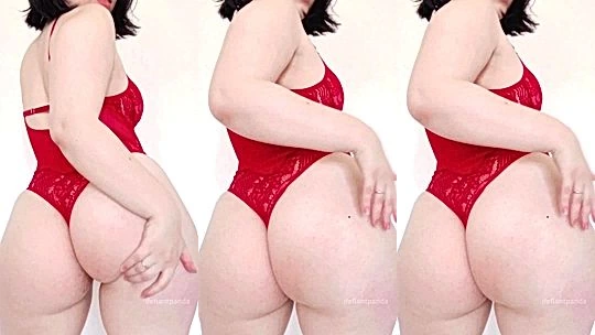 bad bitch Defiantpanda shake her big sexy ass in her red lingerie, leaked teasing video