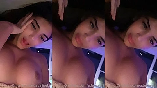 horny sut Bri Adeline flaunt her big boobs and sucked her fingers