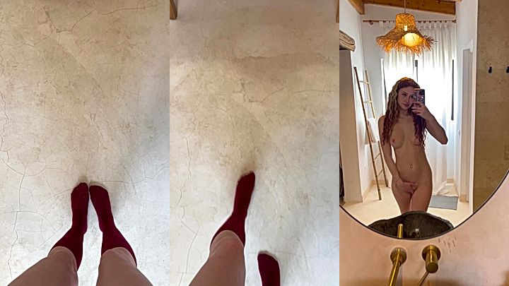 naughty sexy bad babe Nikanikaa made a mirror selfie video of her showing her tits and sexy ass