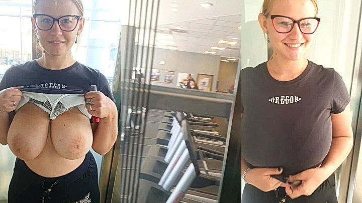 PolaRainbow showing off my big boobs in the elevator inside the mall