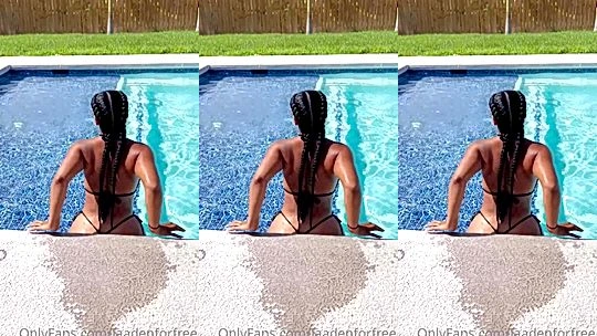 sexy bitch is having fun in the pool alone with her sexy bikini
