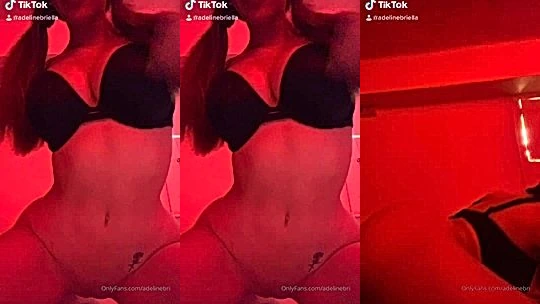 wild horny doll Bri Adelineshake her big booty adn rub her soft tits, red light leak