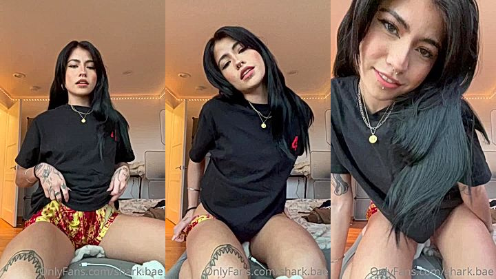 petite bad naughty horny girl Shark.bae bored in her bedroom running her hands all over her body in this video