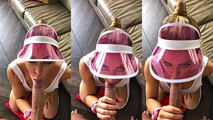 hot chick is having an amzing time getting a deepthroat  while sucking on a huge cock leaked video