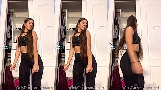 naughty sexy hot model Emarrb undresses in her bedroom , leaked video