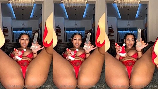 Jaaden Kyrelle is having some alone fun using a huge dildo on herself